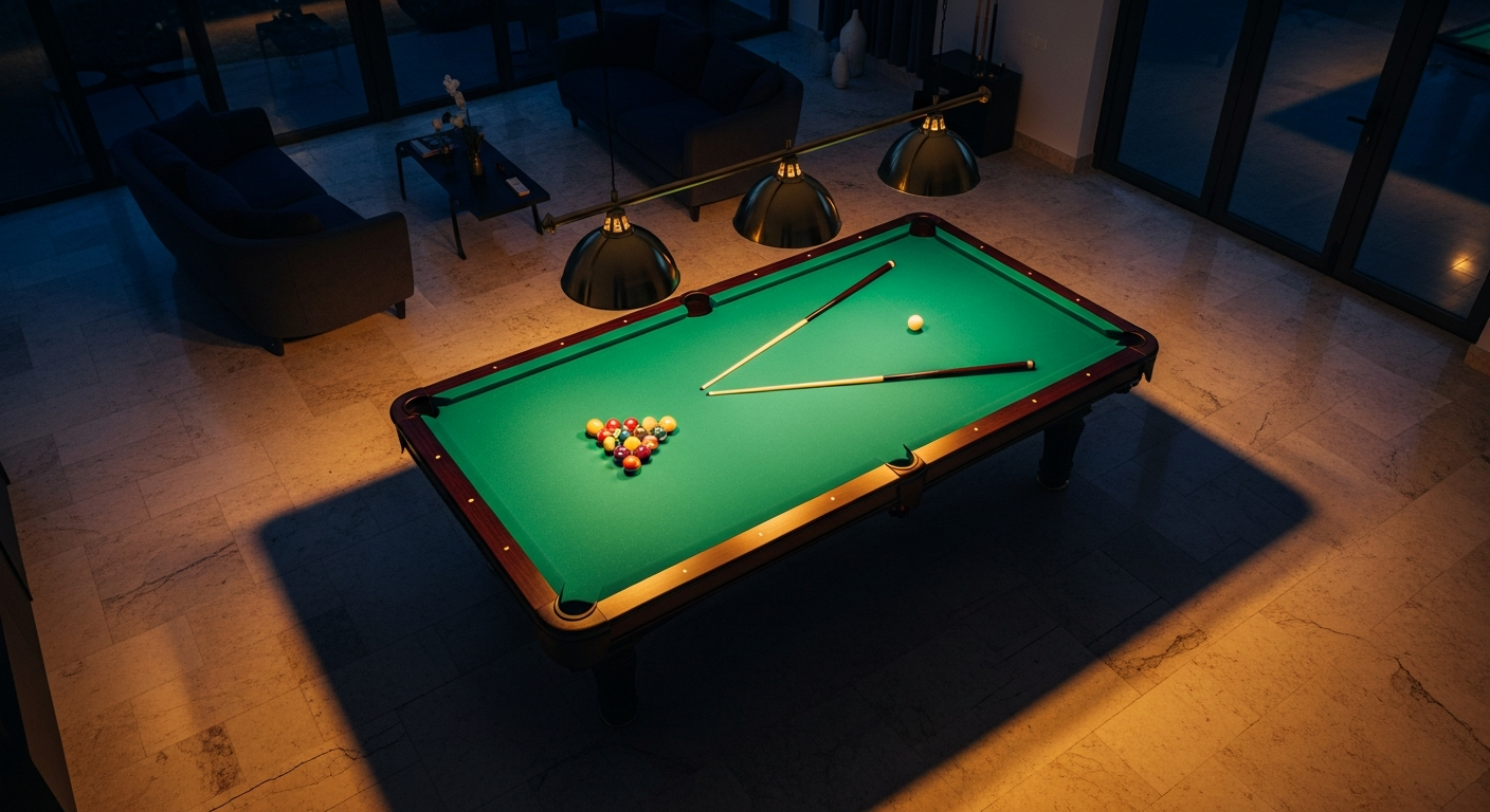 Table de billard américain dans un intérieur moderne et lumineux